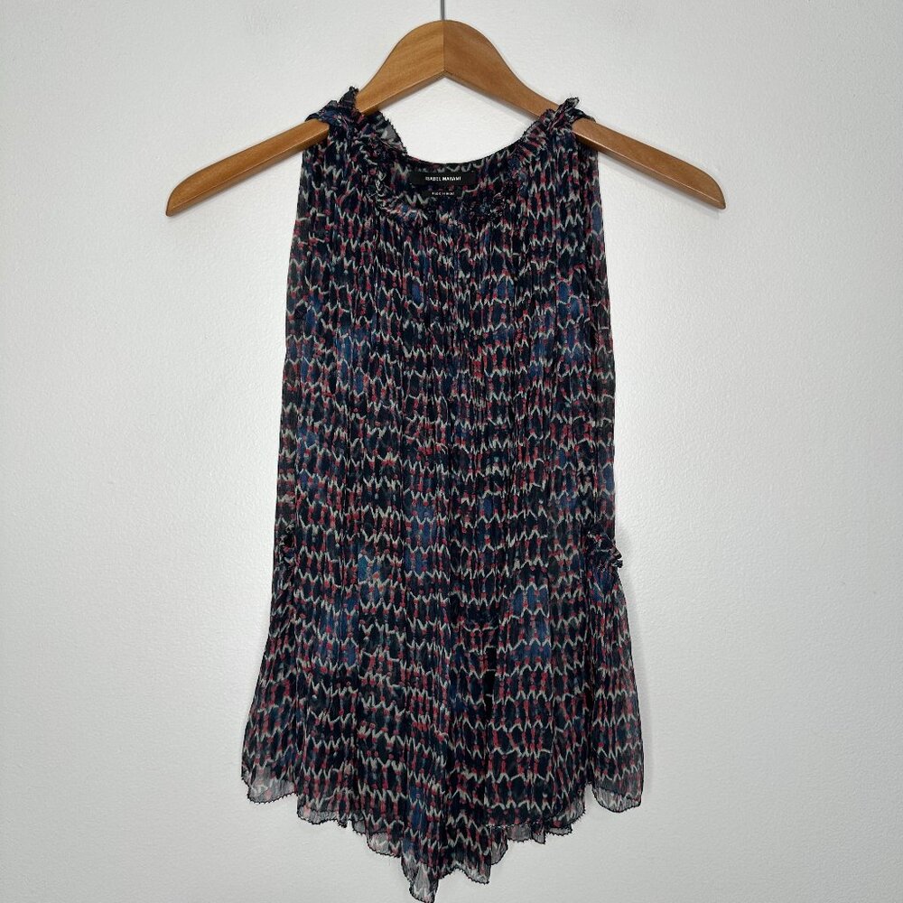 Isabel Marant Sheer Silk Halter Neckline Top Size 36 Flowy patterned